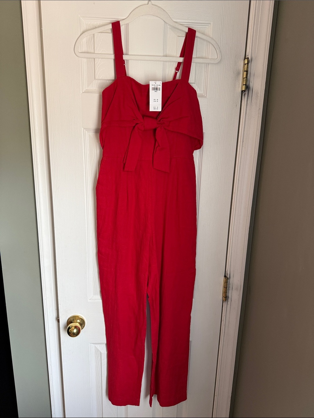 Abercrombie & Fitch Red Tie Front Jumpsuit Women’s Small Wide Leg Romper